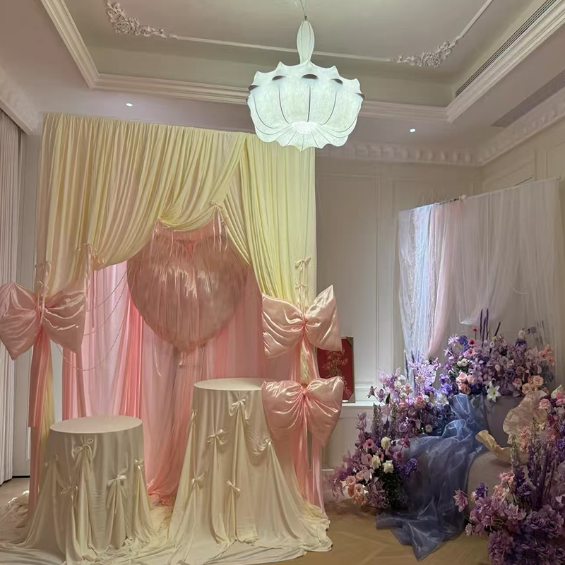 户外婚礼场景仪式甜品台桌子纱裙