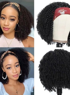 非洲小卷黑色头套 蓬松爆炸头wigs 冰丝带假发头套化纤高温丝厂家