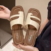 法式 仙女复古休闲平底沙滩海边凉拖 外穿2025年新款 晚风拖鞋 女夏季