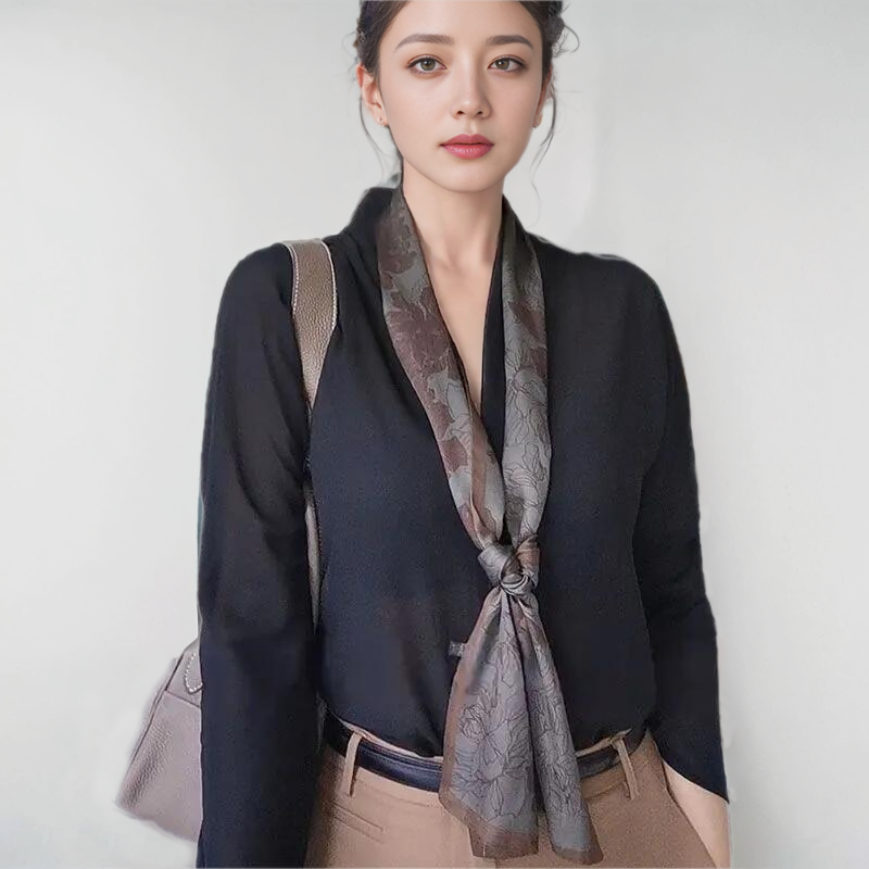 丝巾女2025春秋新款小长条百搭护颈围脖搭配衬衫衬衣系脖围巾领巾