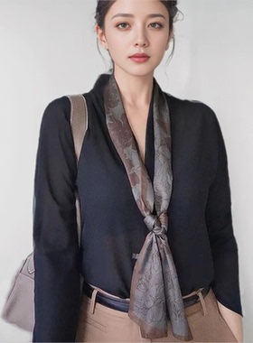 丝巾女2026春秋新款小长条百搭护颈围脖搭配衬衫衬衣系脖围巾领巾