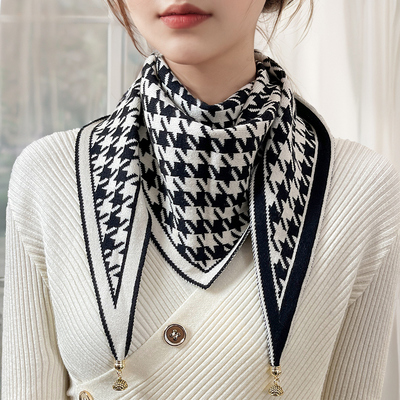 2025新款秋冬两用保暖护颈针织磁扣三角巾女时尚百搭气质围巾围脖