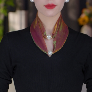 2026春夏新款炫彩长条磁扣丝巾女百搭护颈装饰小领巾围巾懒人围脖