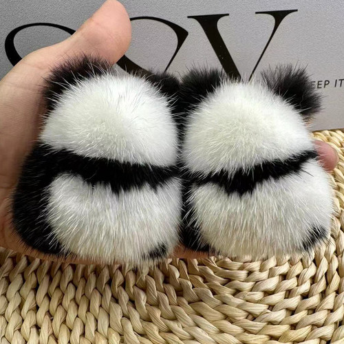 真水貂毛小熊猫汽车钥匙扣包挂件