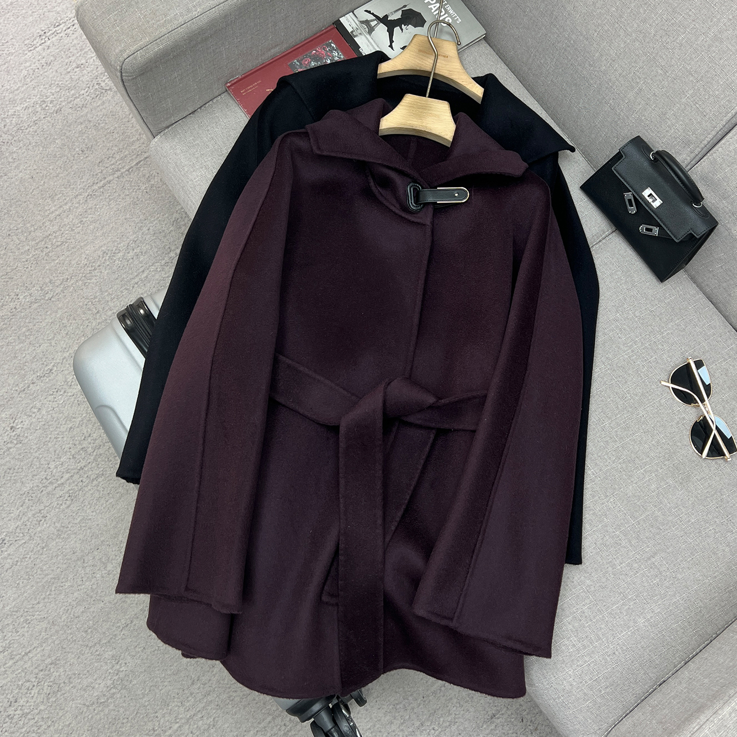 山羊绒羊毛老钱风收腰显瘦大衣女