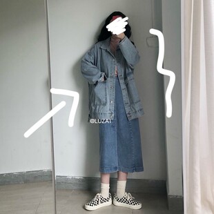 夹克衫 宽松牛仔外套女bf风中性工装 学生潮 ins百搭韩版 复古好穿