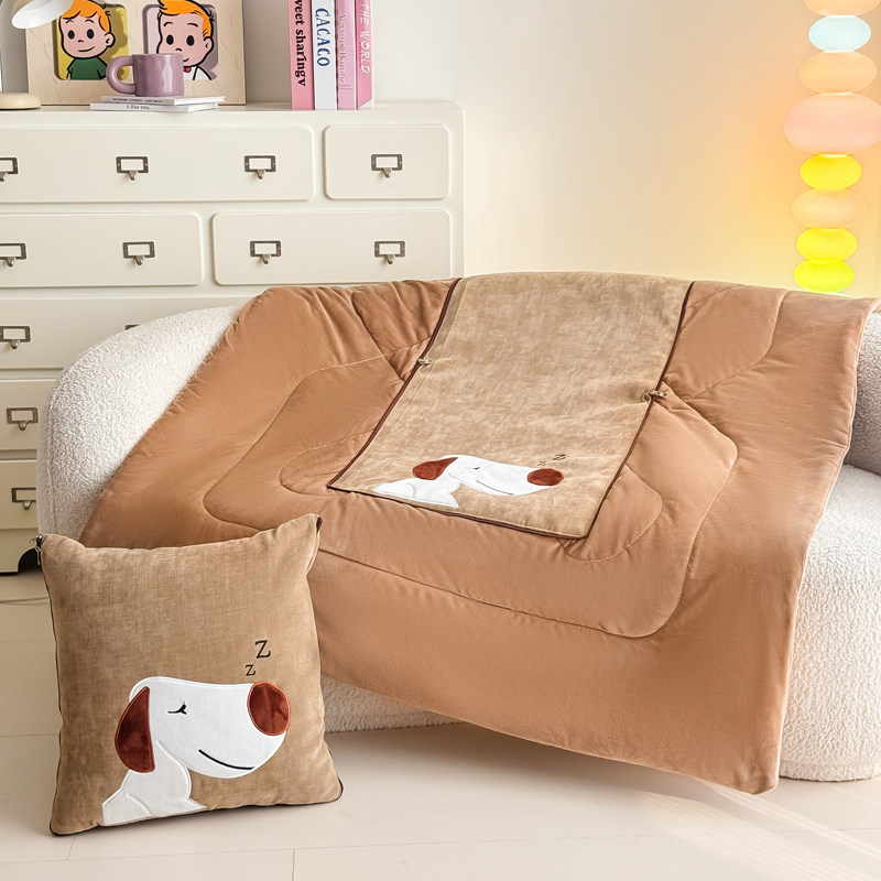 汽车卡通抱枕车用被子两用2026新款秋冬加厚双面绒可机洗枕头毯子