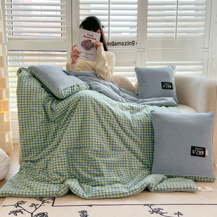 车载全棉抱枕被被子两用2025新款纯棉大豆纤维午睡枕头毯子可拆洗