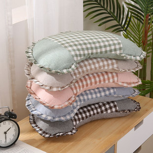 全荞麦壳枕头枕芯颈椎成人儿童弧形半月牙硬枕头单人纯棉护颈枕套