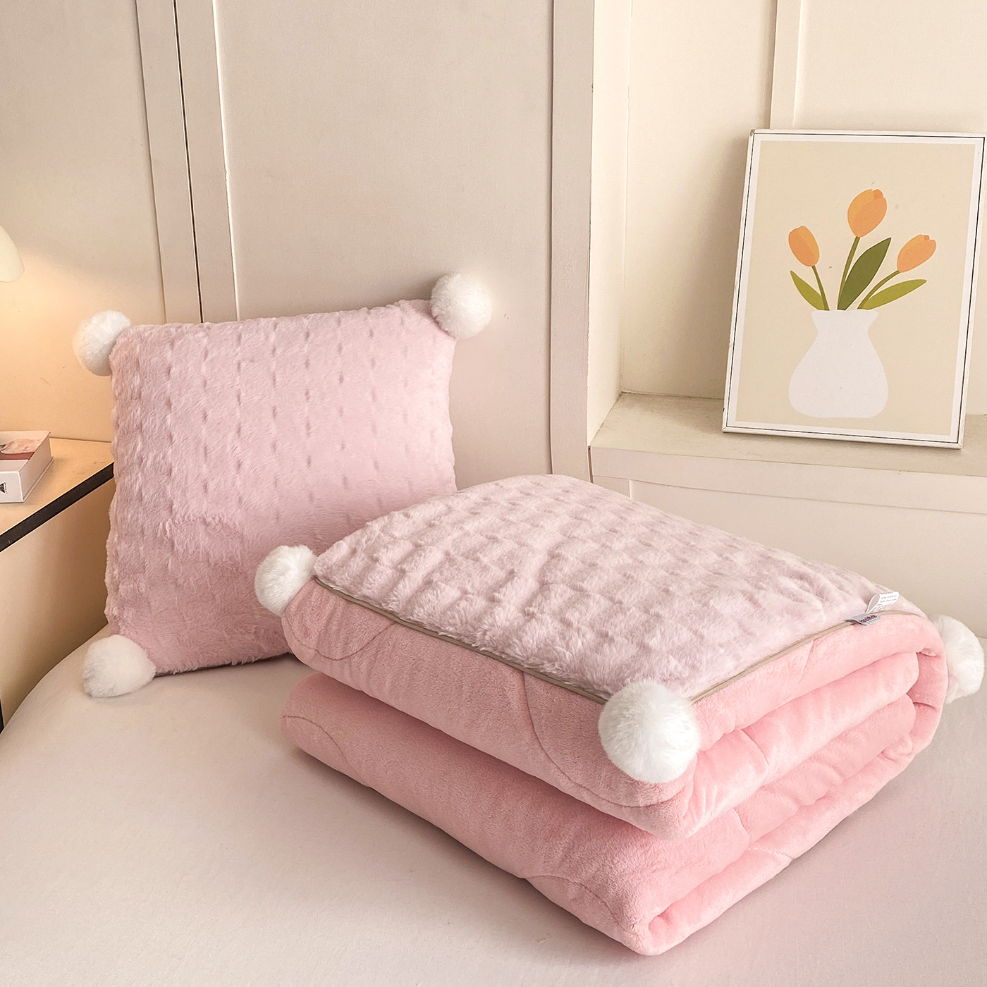 车载抱枕车用被子两用2026新款秋冬加绒加厚午睡枕头毯子二合一