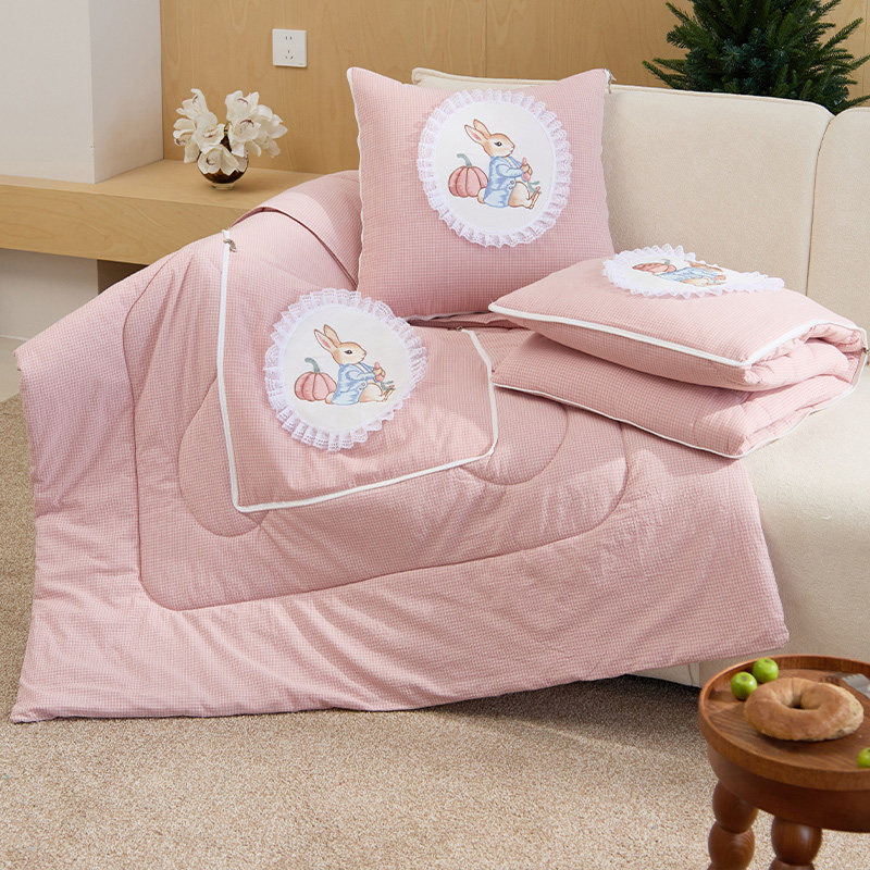 卡通全棉抱枕车用被子两用2025新款纯棉韩系午睡空调毯子空调被