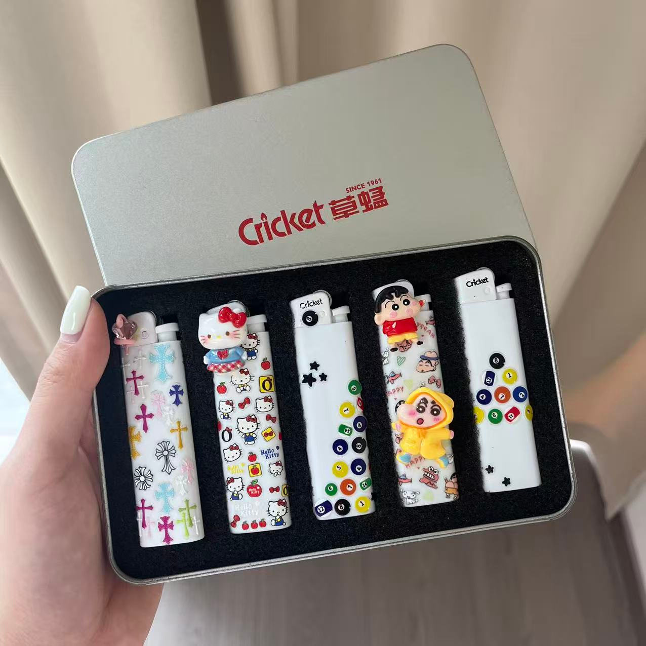 可爱卡通小新创意高颜值打火机草蜢正版cricket送礼物kt朋友老公