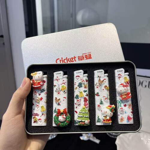 网红爆款创意草蜢打火机公仔贴纸kt打火机圣诞一次性打火机送男友