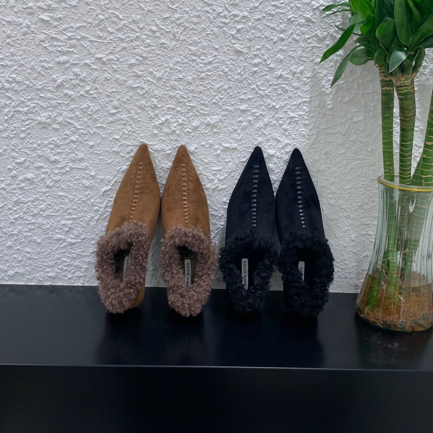 毛毛鞋女尖头高级感外穿气质2025冬季超火复古乐福鞋加绒坡跟单鞋,女鞋,深口单鞋,淘宝优惠券,粉丝福利购,淘宝优惠卷