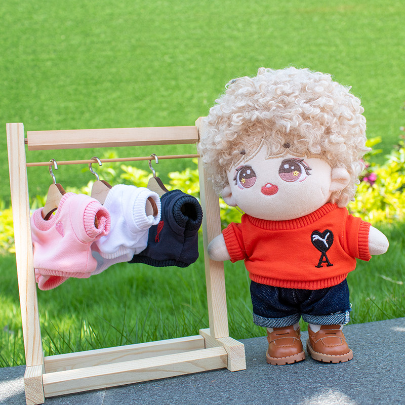 现货20cm娃衣棉花娃娃mirror娃衣姜涛/盧瀚霆同款a心卫衣玩偶衣服