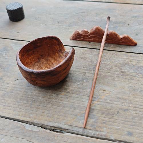 原创设计手工木作菠萝格木小茶则茶道配件姹寂风一木挖木茶器茶荷