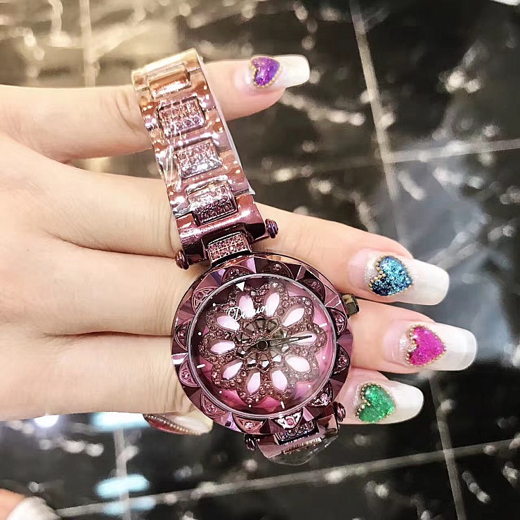 蒂米妮 新款  钢带钻表带 优雅大气腕表 时尚会转动 女士手表