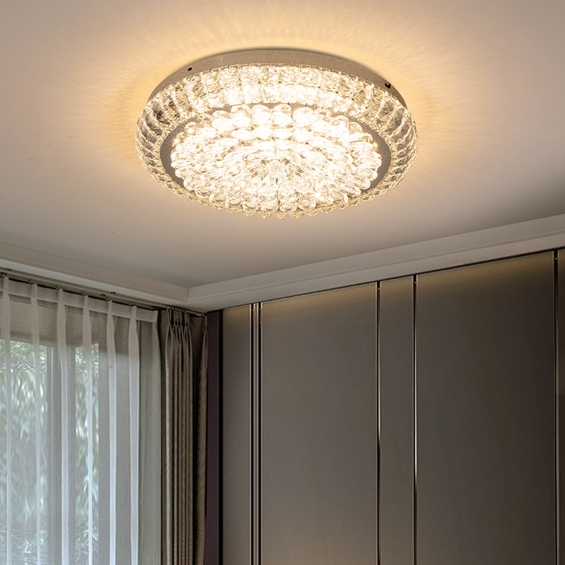 2025卧室灯圆形简约现代房间灯新款轻奢浪漫家用led水晶吸顶灯具