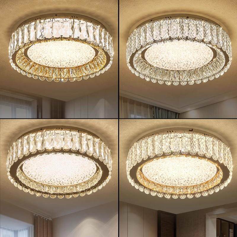 2024年新款LED水晶灯高亮简约现代护眼温馨圆形主卧室吸顶灯