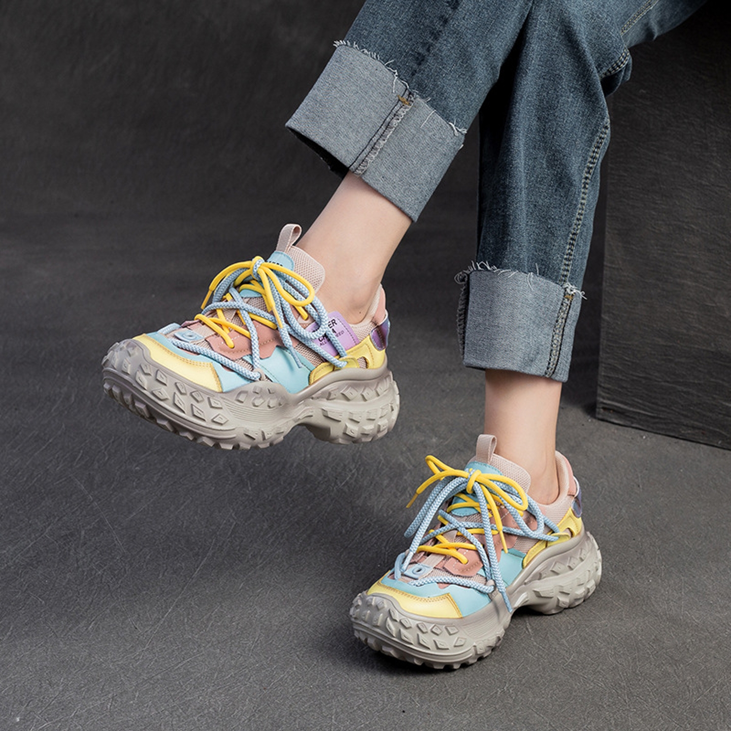 复古真皮小个子显脚小老爹鞋