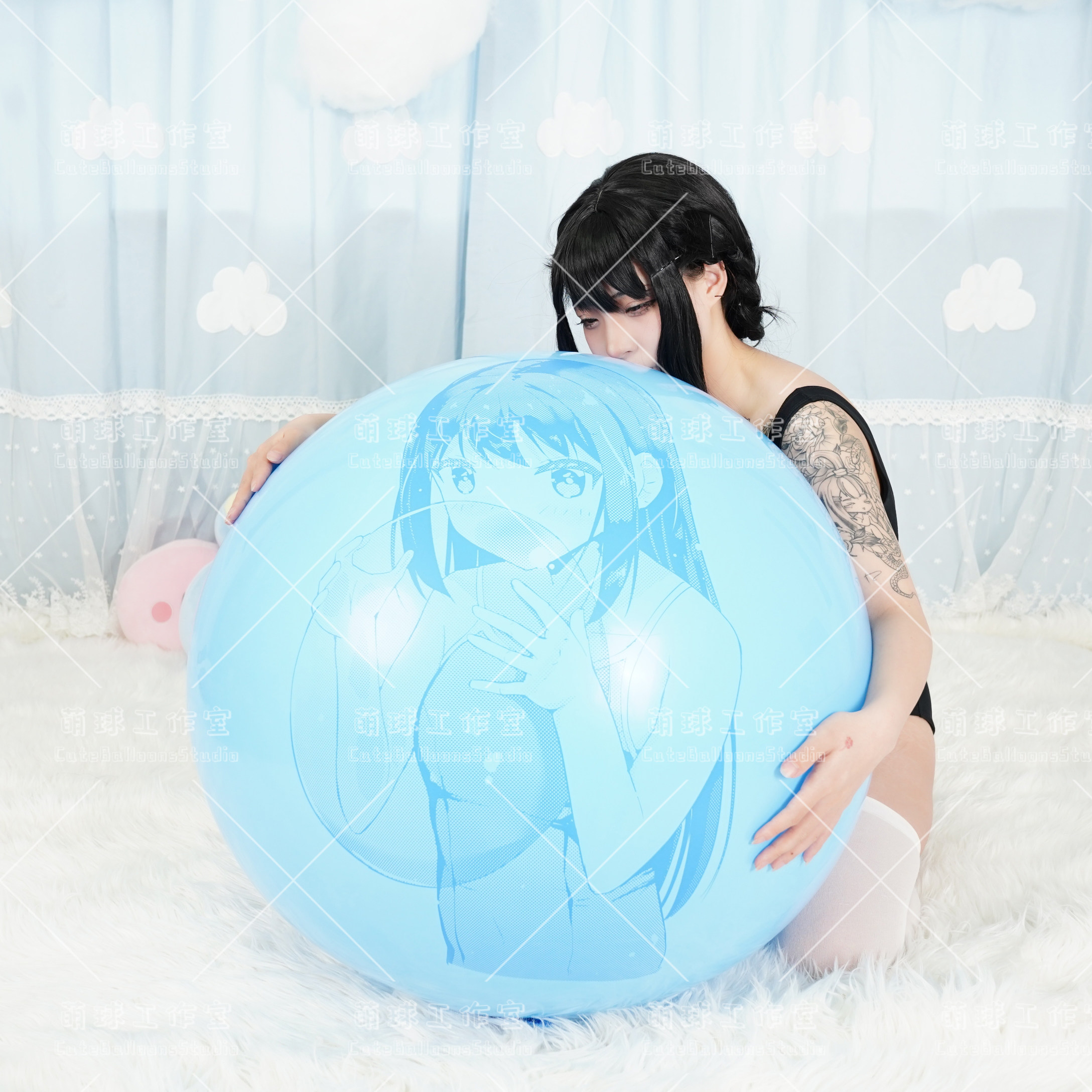 大球 泳装女孩吹气球 气球迷恋looner 动漫印刷 可爱死库水萝莉萌