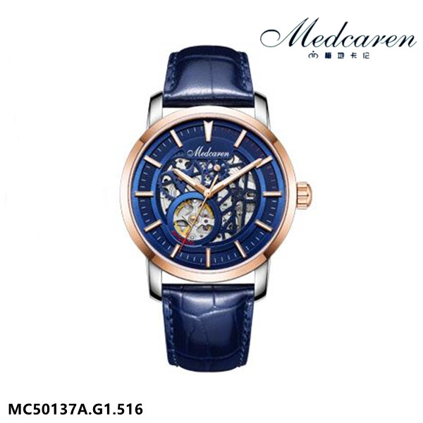 Medcaren/梅地卡伦 男表镂空机械表全自动手表真皮夜光防水50137