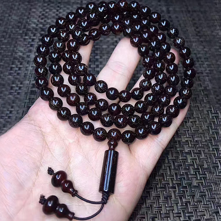 Ó¡¶ÈÀÏÁÏÂú½ðÐÇСҶ×ÏÌ´ºÚÕäÖé108¿ÅÊÖ´®ÄÐÊ¿8mm·ðÖéÊÖ´®6mmÊÖÁ´