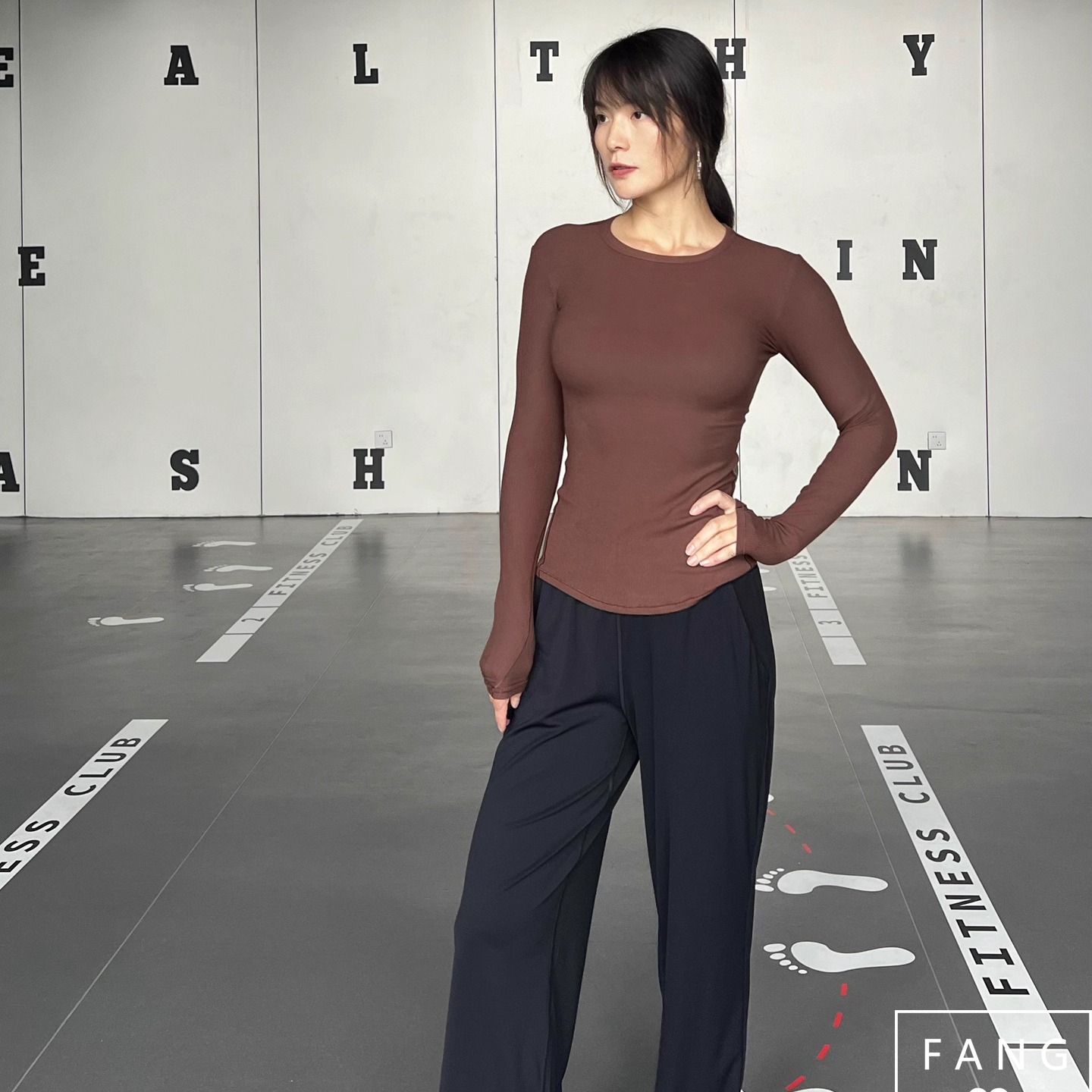 长袖跑步女修身锦氨显瘦