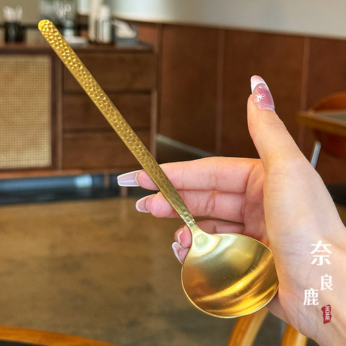 出日本含泪卖了!日式锤纹圆头勺304不锈钢吃饭勺喝汤勺拌饭勺子