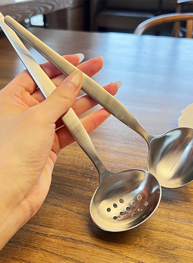 挖到宝【厨房新宠】NOX18/10不锈钢小汤勺漏勺桌面分汤盛汤火锅勺