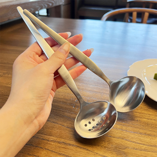 NOX18 10不锈钢小汤勺漏勺桌面分汤盛汤火锅勺 厨房新宠 挖到宝