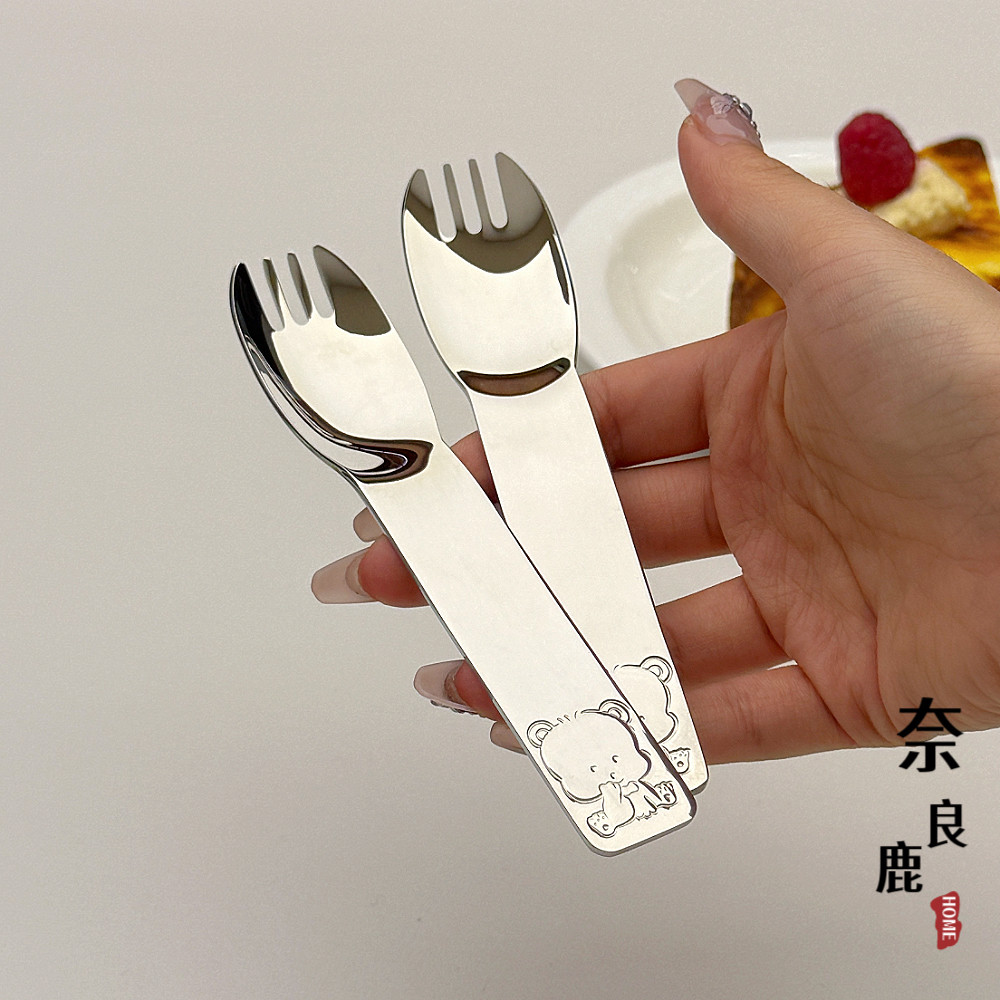 【儿童吃西瓜神器】食品级18/10不锈钢 卡通宝宝叉勺一体挖西瓜图片