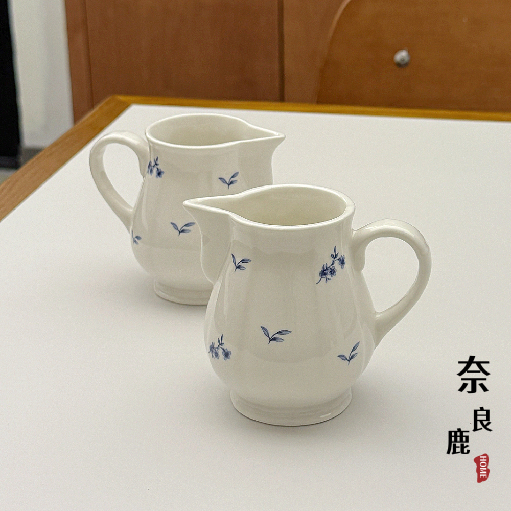 【这小罐子太奶了吧】法式复古蓝色碎花咖啡盅奶罐壶蜂蜜罐小奶盅