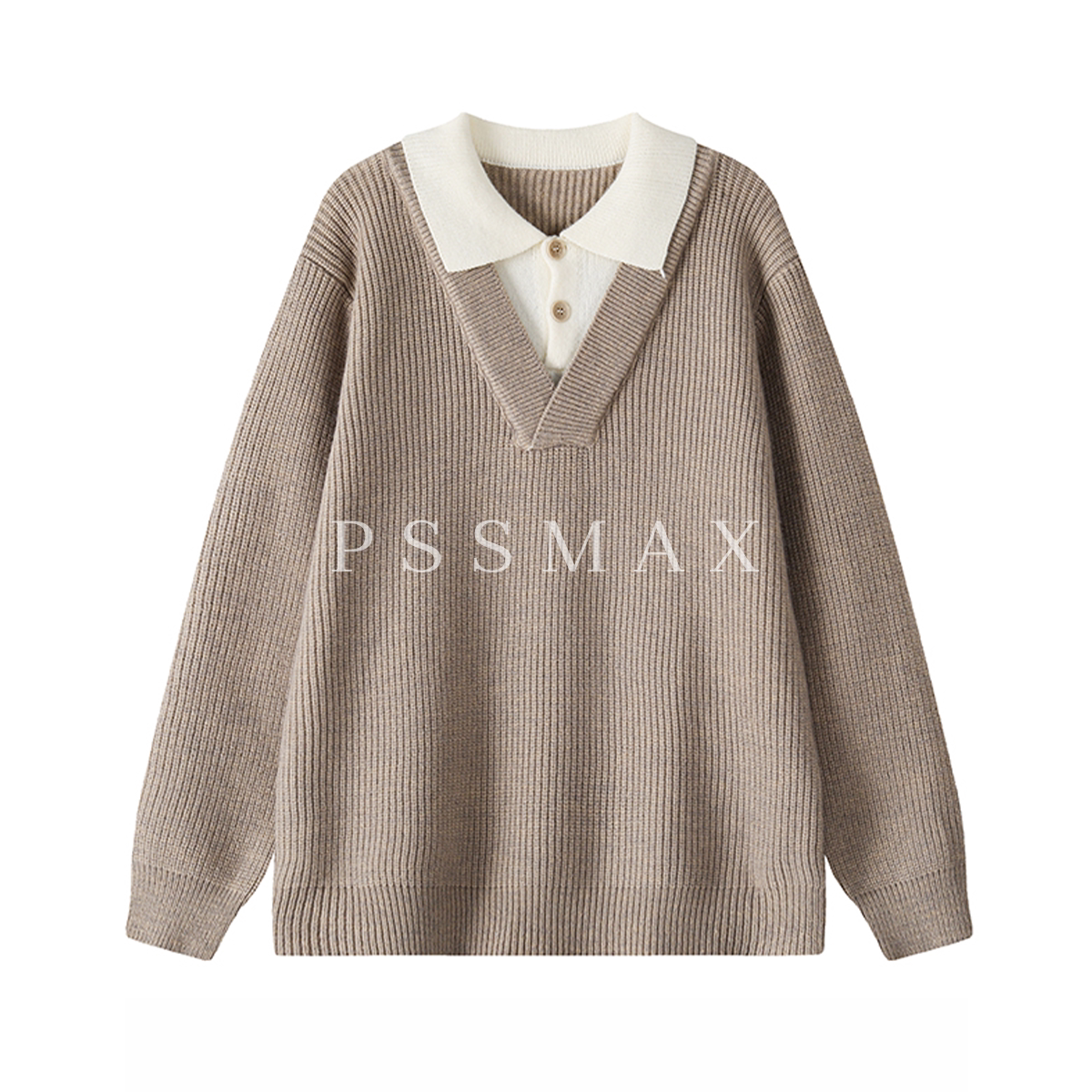 胖俗俗 PSSMAX日系复古针织衫2026秋季新款宽松拼接百搭长袖男