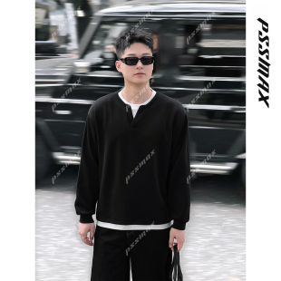 假两件卫衣休闲宽松显瘦长袖 新款 胖俗俗PSSMAX2026春季 男 现货