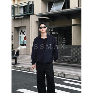 胖俗俗PSSMAX 秋季假两件夹克男大码微胖宽松休闲拼接百搭外套