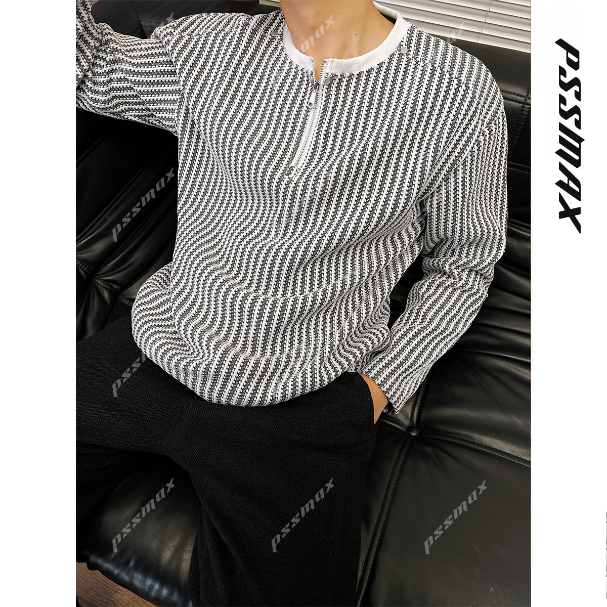 【现货】胖俗俗PSSMAX【半拉链铆钉卫衣】2025秋冬新款休闲打底衫