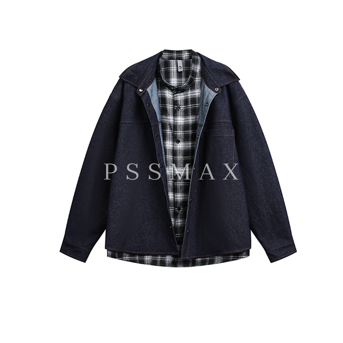 PSSMAX休闲格子衬衫显瘦长袖