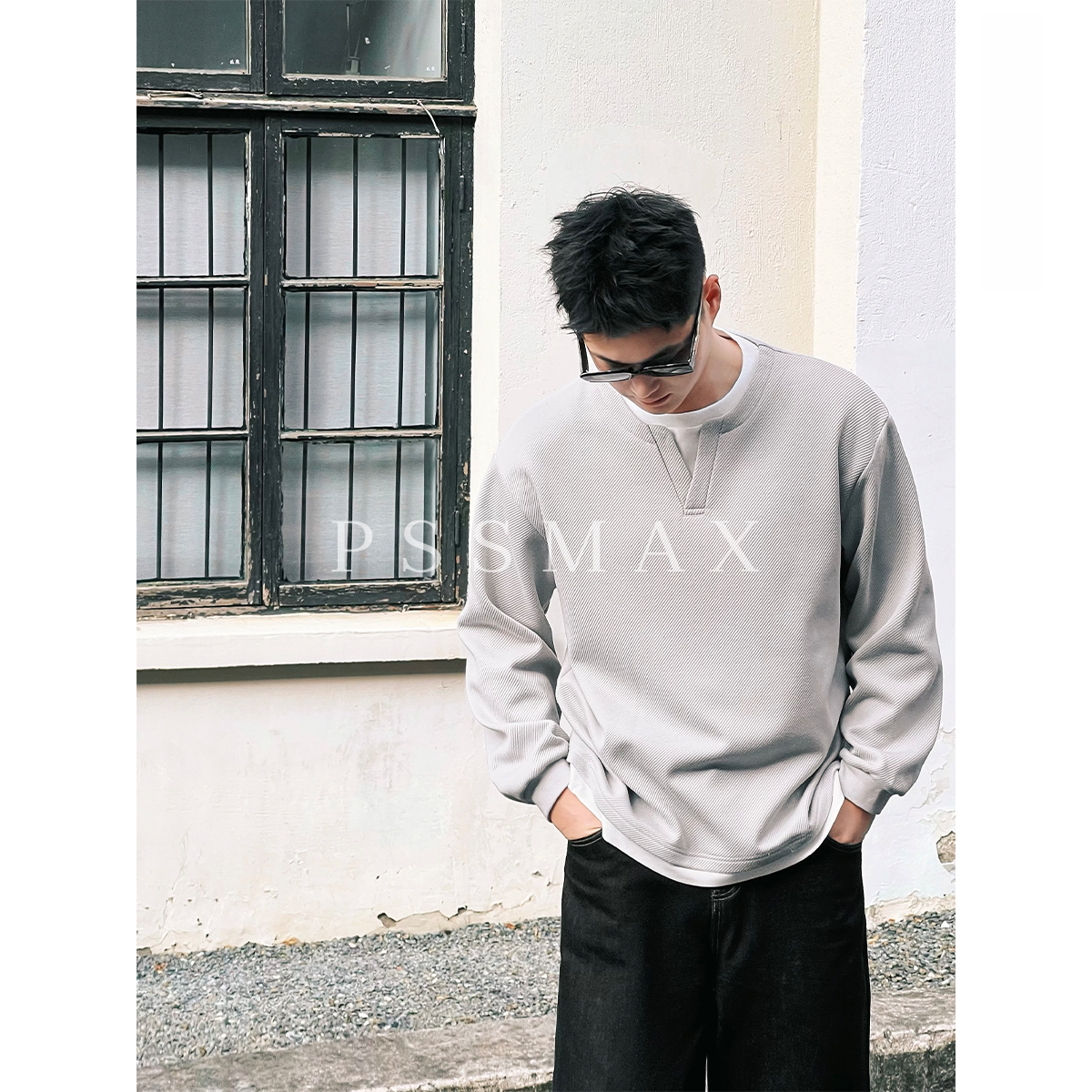 胖俗俗PSSMAX宽松假两件卫衣男