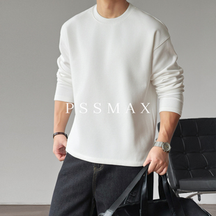 胖俗俗PSSMAX 早秋2026圆弧下摆卫衣大码男装微胖显瘦休闲上衣