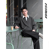 现货 胖俗俗PSSMAX 叠调旋律 冬新款 绣标假两件翻领卫衣男