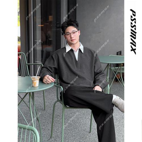 PSSMAX春季假两件翻领休闲卫衣男