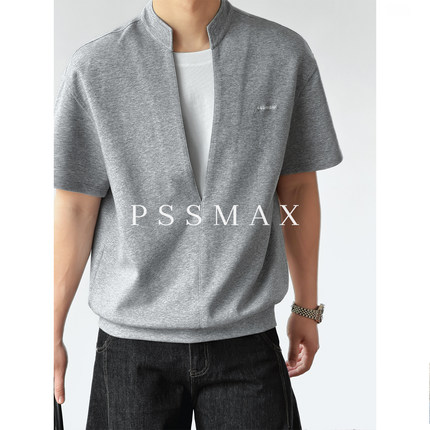 【现货】胖俗俗 PSSMAX深V阔形假两件短袖2026春夏宽松休闲T恤男