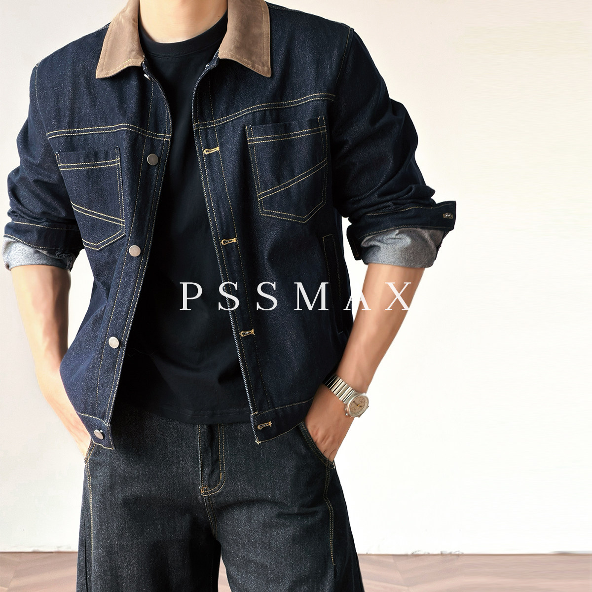 PSSMAX复古牛仔夹克男