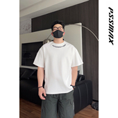 现货 夏季 胖俗俗 PSSMAX 重磅显瘦 休闲垂感短袖 领口刺绣T恤