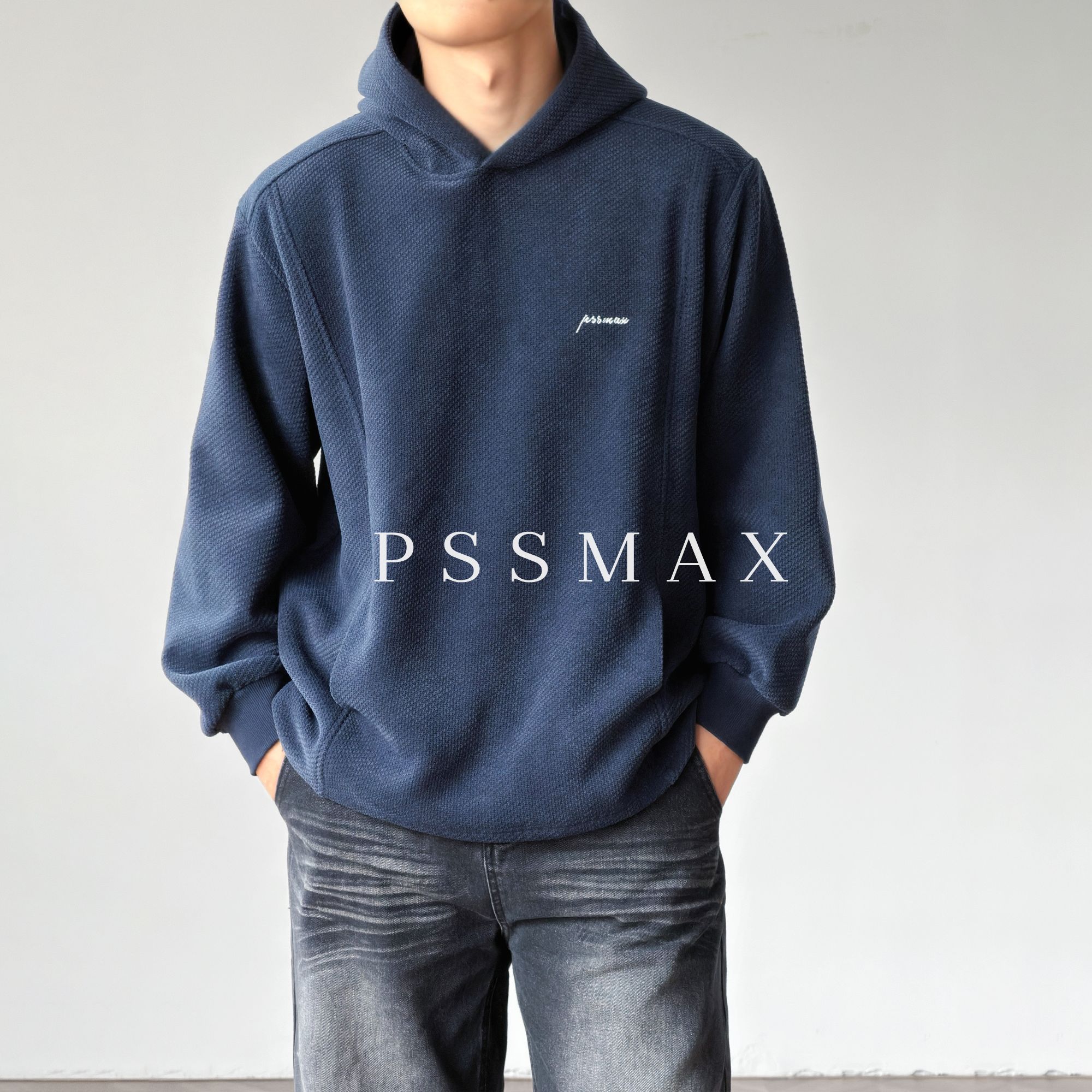 胖俗俗PSSMAX 秋季连帽卫衣男大码微胖重磅挺阔宽松百搭长袖外套