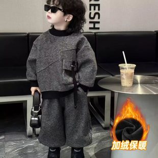 1男童2加绒3运动4套装5秋冬款2025新款6周岁半多洋气卫衣两件套潮