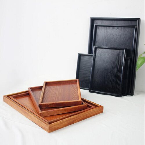 ins木质长方形茶托盘美容水杯盘