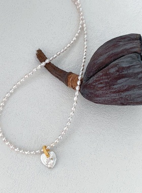 草莓甜心-浮光拾贝天然淡水爱心珍珠纯银18K镀金浪漫甜美少女心