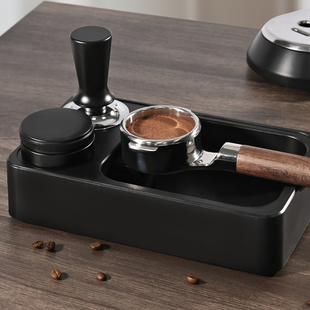 咖啡多功能敲渣盒压粉底座ABS意式手柄支架收纳盒 压粉布粉三件套